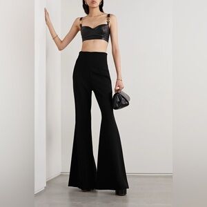 NWT SERGIO HUDSON $1095 Crepe Black Flared Pants in Schwarz Size 4